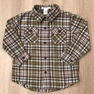 Janie and Jack Plaid Button Up Shirt Toddler Boys 3T Long Sleeve 100% Cotton